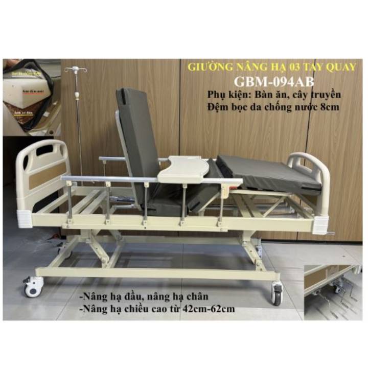 Giường bệnh 3 tay quay GBM 094AB